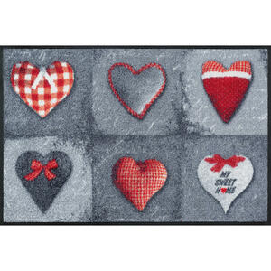 Esposa Fußmatte 50/75 cm graphik grau, rot , MY Sweet Home Grey , Textil , 50x75 cm , rutschfest, für Fußbodenheizung geeignet , 004336017089