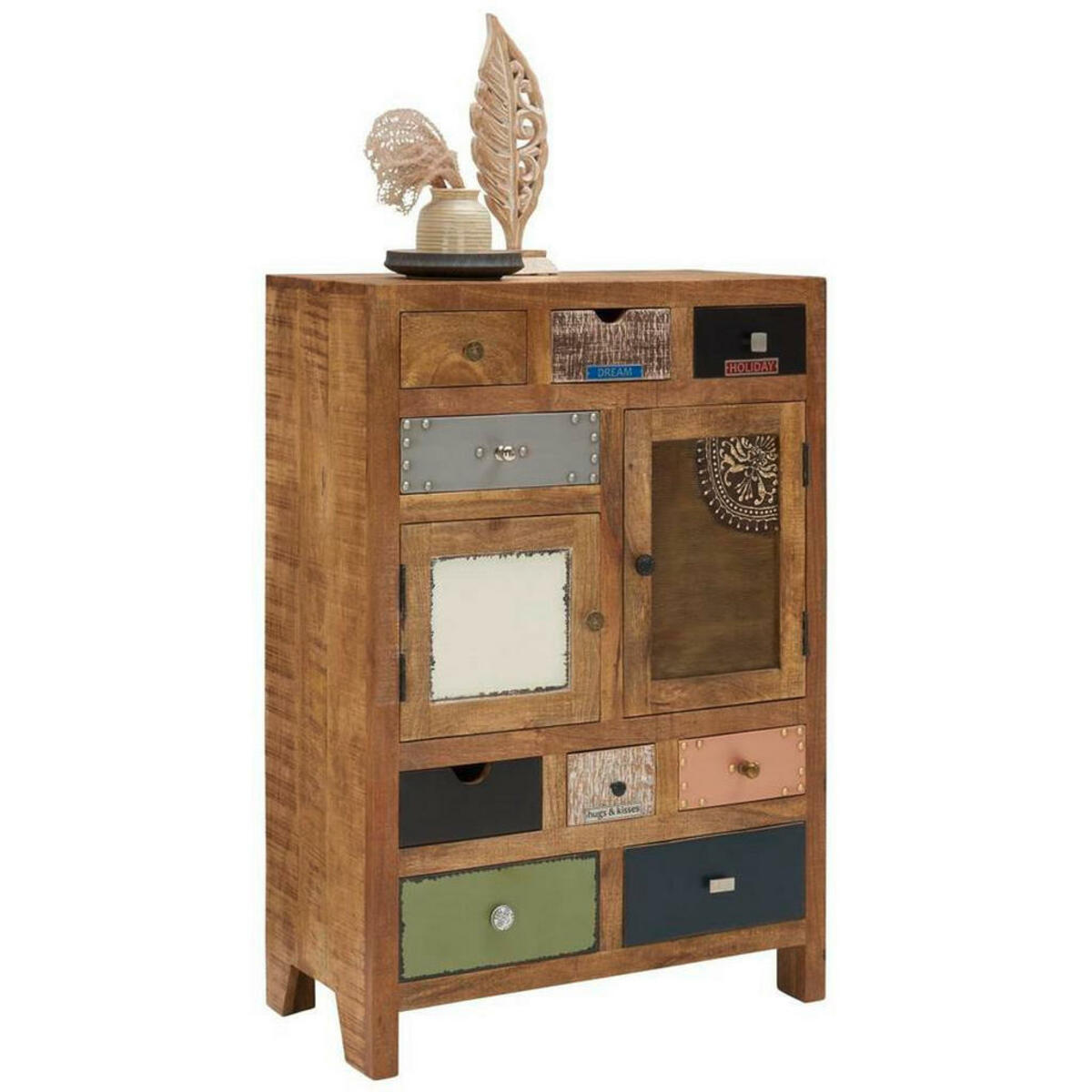 Bild 1 von Landscape Highboard mangoholz massiv multicolor , Ravi , Holz , 9 Schubladen , 80x115x40 cm , lackiert,Echtholz , Typenauswahl, Beimöbel erhältlich, stehend , 000377007603