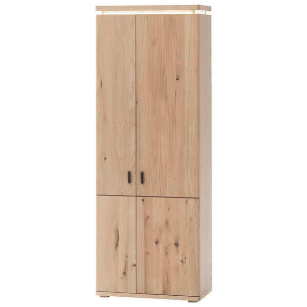 Bild 1 von Linea Natura Garderobenschrank eiche furniert, massiv eichefarben , Barcelona , Holzwerkstoff , furniert, massiv,furniert,massiv , 3 Fächer , 75x204x37 cm , Echtholz, Nachbildung,Echtholz,Echtholz ,