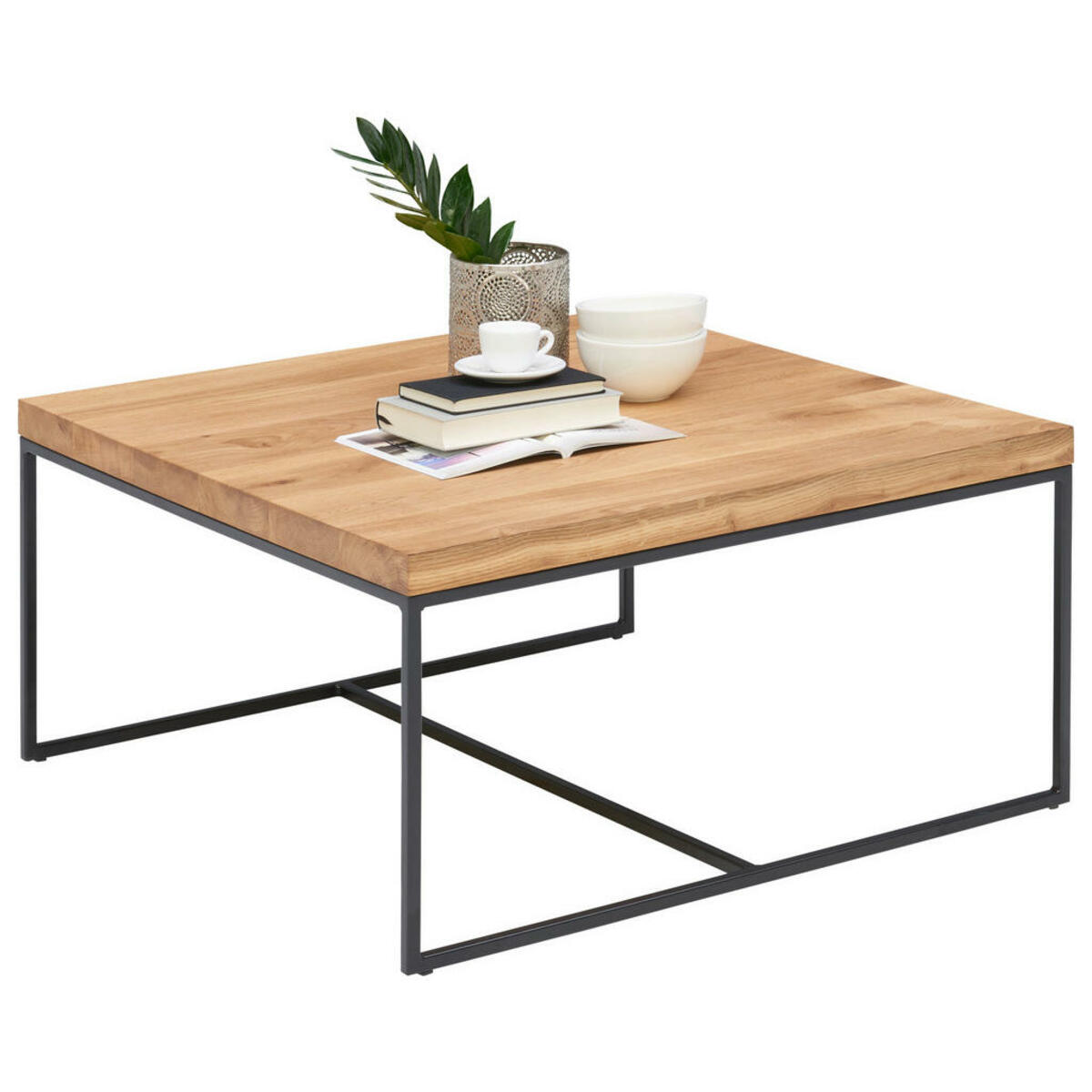 Bild 1 von Novel Couchtisch eiche massiv quadratisch schwarz, eichefarben , Klagenfurt , Holz, Metall , 80x40x80 cm , lackiert,lackiert,Echtholz , 001968005702