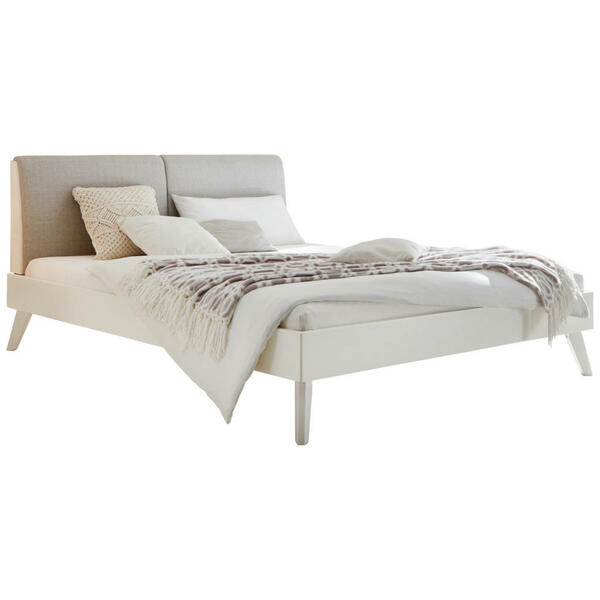 Bild 1 von Hasena Bett buche massiv 140/200 cm , Simone , Grau, Weiß , Holz, Textil , 140x200 cm , lackiert,Webstoff,Echtholz , 001972002507