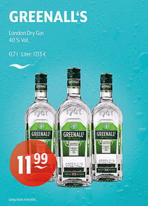 GREENALL'S London Dry Gin
40 % Vol.