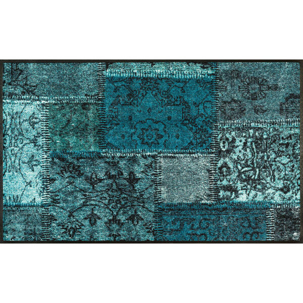 Bild 1 von Esposa Fußmatte 75/120 cm graphik türkis , Vintage Patches Türkis 088745 , Textil , 75x120 cm , rutschfest, für Fußbodenheizung geeignet , 004336019852