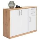 Bild 1 von Xora Kommode weiß, eichefarben , Easy , Holzwerkstoff , 3 Fächer , 2 Schubladen , 106x84x36 cm , Nachbildung , Beimöbel erhältlich , 000017003306