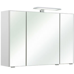 Carryhome Spiegelschrank weiß , Carryhome 'lea' _ Holzwerkstoff , 3 Fächer , 80x57x20 cm , Glanz, Dekorfolie,verspiegelt , 001977027202