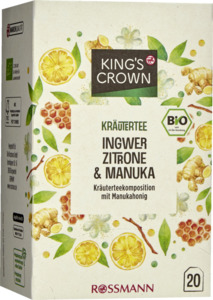 King's Crown Bio Kräutertee Ingwer, Zitrone & Manuka