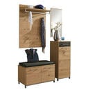 Bild 1 von XXXLutz Garderobe anthrazit, eichefarben , Vedo , Holz, Glas, Textil , Eiche, Balkeneiche , furniert, teilmassiv , 140x195x40 cm , matt, rückseitig lackiert,Webstoff,Echtholz , 001529005460