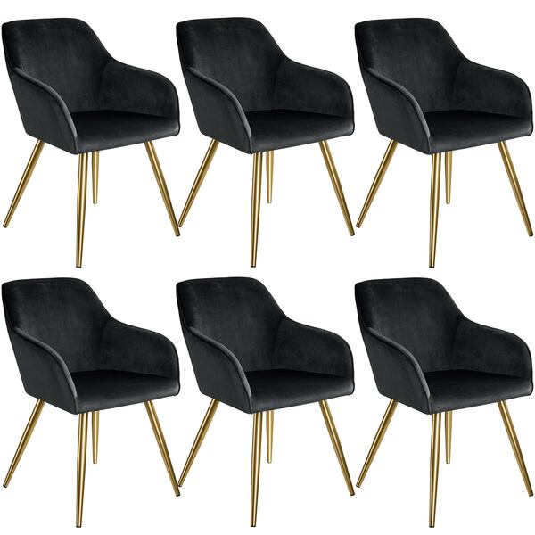Bild 1 von 6er Set Stuhl Marilyn Gold Samtoptik schwarz/gold
