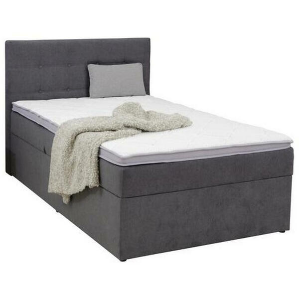 Bild 1 von Carryhome Boxspringbett webstoff 100/200 cm inkl. matratze, bettkasten, topper, motorische verstellbarkeit, fernbedienung , Consul , Anthrazit , Textil , H2=mittel bis ca.80kg , 100x200 cm , Doppeltu