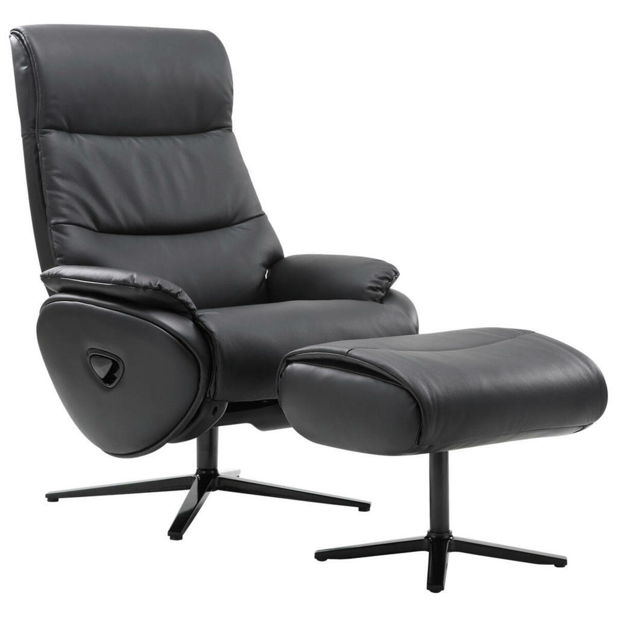 Bild 1 von Xora RELAXSESSELSET Lederlook Kombination Echtleder/Lederlook Relaxfunktion, Hocker, Kopfteilverstellung , Avan , Schwarz , Metall, Textil, Leder , 83x110x83-122 cm , pulverbeschichtet,quarzsandbesch