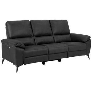 XXXLutz Dreisitzer-sofa lederlook, mikrofaser grau , Rana , Textil , 3-Sitzer , 215x102x96 cm , pulverbeschichtet,Lederlook, Mikrofaser , motorische Relaxfunktion , 001749050801