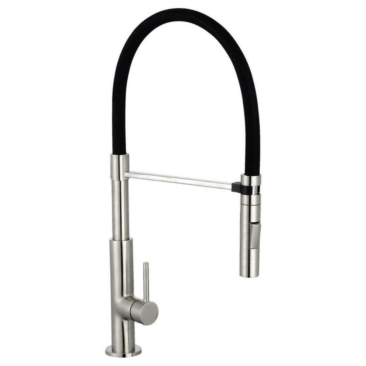 Bild 1 von Xora Spültischarmatur , Xr-865 , Edelstahlfarben , Metall , 5.5x50.6x21.09 cm , flexible Anschlussschläuche, Keramikkartusche, schwenkbarer Auslauf , 001118010014