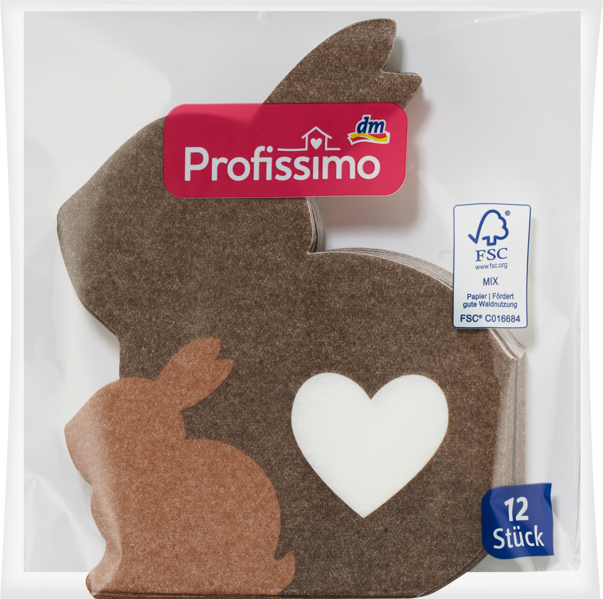 Bild 1 von Profissimo gestanzte Servietten "Hase mit Herz" (33x33 cm, gestanzt)