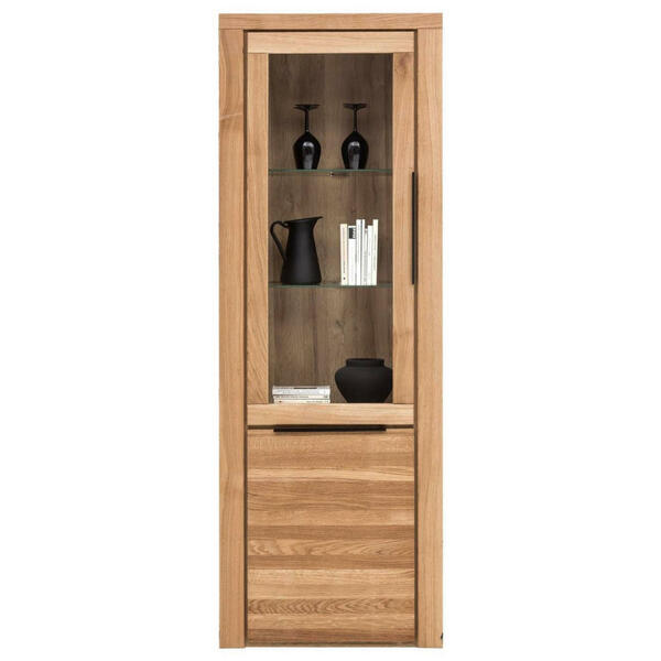 Bild 1 von Carryhome Vitrine teilmassiv eichefarben , Greta , Holz, Glas , 3 Fächer , 70x199x40 cm , geölt,Echtholz, Nachbildung, teilmassiv , Typenauswahl, Beimöbel erhältlich , 001427009406