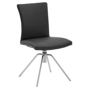 Musterring Stuhl echtleder schwarz, edelstahlfarben , Helmond -Mr- , Metall , 52x91x58 cm , matt,pigmentiert , Lederauswahl , 002150001502