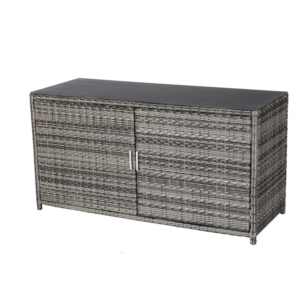 Bild 1 von Kissenbox 'Thea' perlgrau Polyrattan Glasplatte 160 x 83 x 62 cm