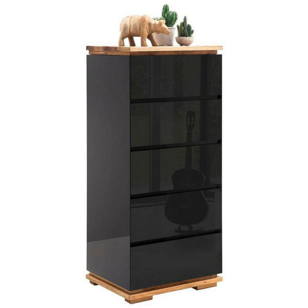 Bild 1 von XXXLutz Highboard asteiche, eiche massiv schwarz, eichefarben , Chiaro , Holz , 5 Schubladen , 51x115x40 cm , Hochglanz, geölt, lackiert,Echtholz, Nachbildung , Typenauswahl, Beimöbel erhältlich ,