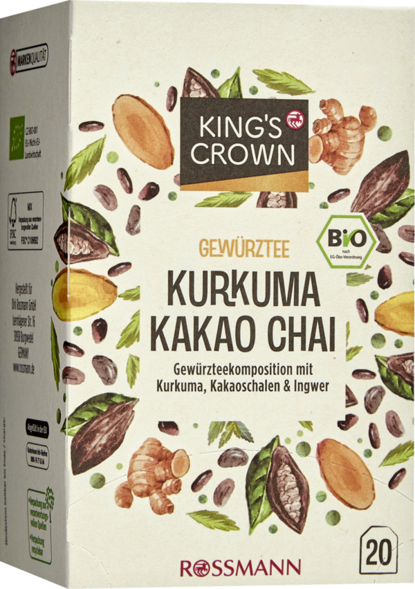 Bild 1 von King's Crown Bio Gewürz- & Kräutertee Kurkuma-Kakao-Chai