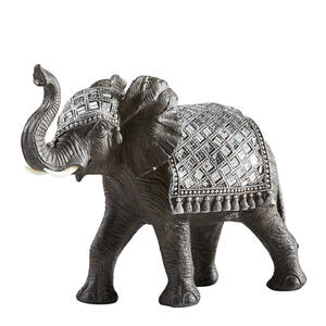 Ambia Home Dekoelefant , Ny9007600 , Silberfarben, Dunkelgrau , Kunststoff , Elefant , 36.5x27x15.5 cm , lackiert , stehend, zum Stellen , 0083060245