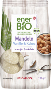 enerBiO Mandeln Vanille & Kokos in weißer Schokolade