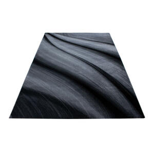 Novel Webteppich 120/170 cm schwarz , Miami , Textil , Wellen , 120x170 cm , Heatset,Heatset , für Fußbodenheizung geeignet, schmutzabweisend, für Hausstauballergiker geeignet, lichtunempfindlich,