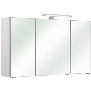 Carryhome Spiegelschrank weiß , Carryhome 'lea' _ Holzwerkstoff , 3 Fächer , 95x57x20 cm , Glanz, Dekorfolie,verspiegelt , 001977027203