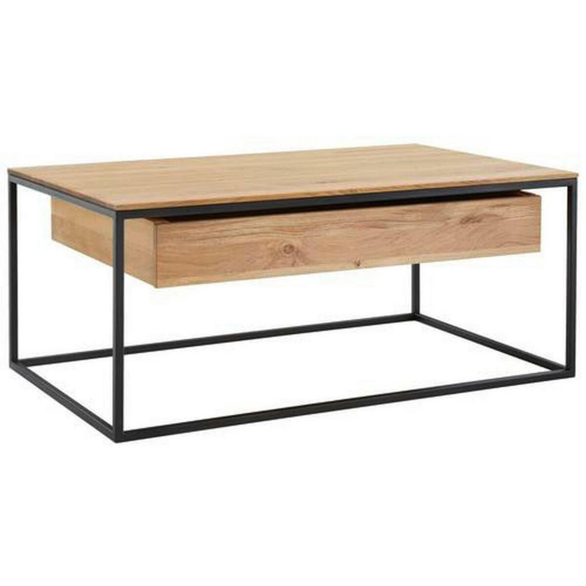 Bild 1 von Novel Couchtisch eiche massiv rechteckig schwarz, eichefarben , Patricia , Holz , 1 Schubladen , 60x41.5x100 cm , pulverbeschichtet,geölt,Echtholz , 000385001401