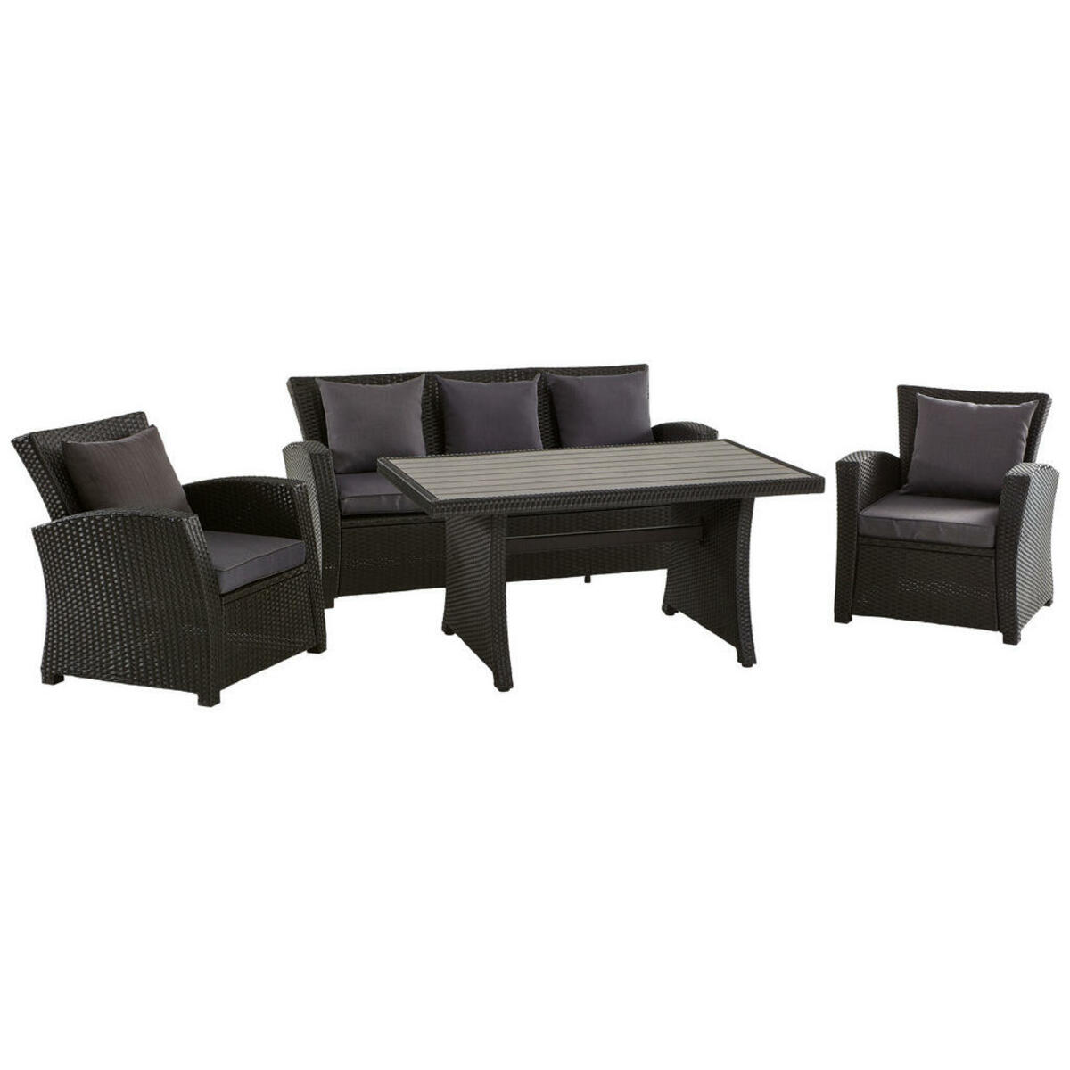 Bild 1 von Ambia Garden Loungegarnitur polywood® stahl , Viadana , Schwarz , Metall, Kunststoff, Textil , pulverbeschichtet,matt,beschichtet , 001694003301