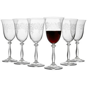 Novel Rotweinglas-set 6-teilig , 107 013 101 , Klar , Glas , 350 ml , Pantografieverzierung , 003280006201