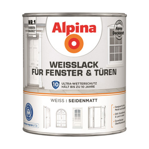 Alpina Weißlack für Fenster und Türen, seidenmatt, 2000 ml