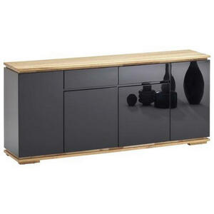 XXXLutz Sideboard asteiche, eiche massiv schwarz, eichefarben , Chiaro , Holzwerkstoff , 4 Fächer , 2 Schubladen , 182x81x40 cm , Hochglanz, geölt, lackiert,Echtholz, Nachbildung , Beimöbel erhäl