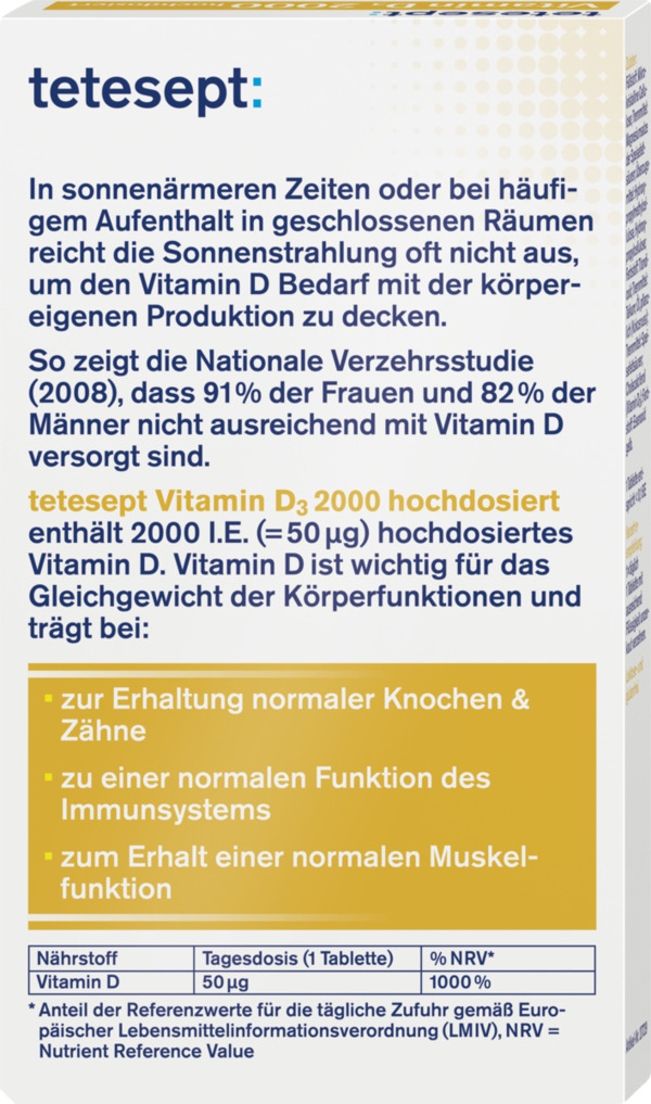 Bild 4 von tetesept Vitamin D3 2000 hochdosiert