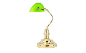 Banker-Lampe messing mit grünem Schirm