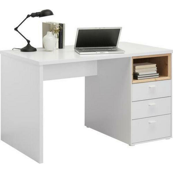Bild 1 von Hom`in Schreibtisch weiß, eichefarben , Spectre -Hom In- , Metall , 3 Schubladen , 120x74x70 cm , matt,Nachbildung , Stauraum , 000003000611