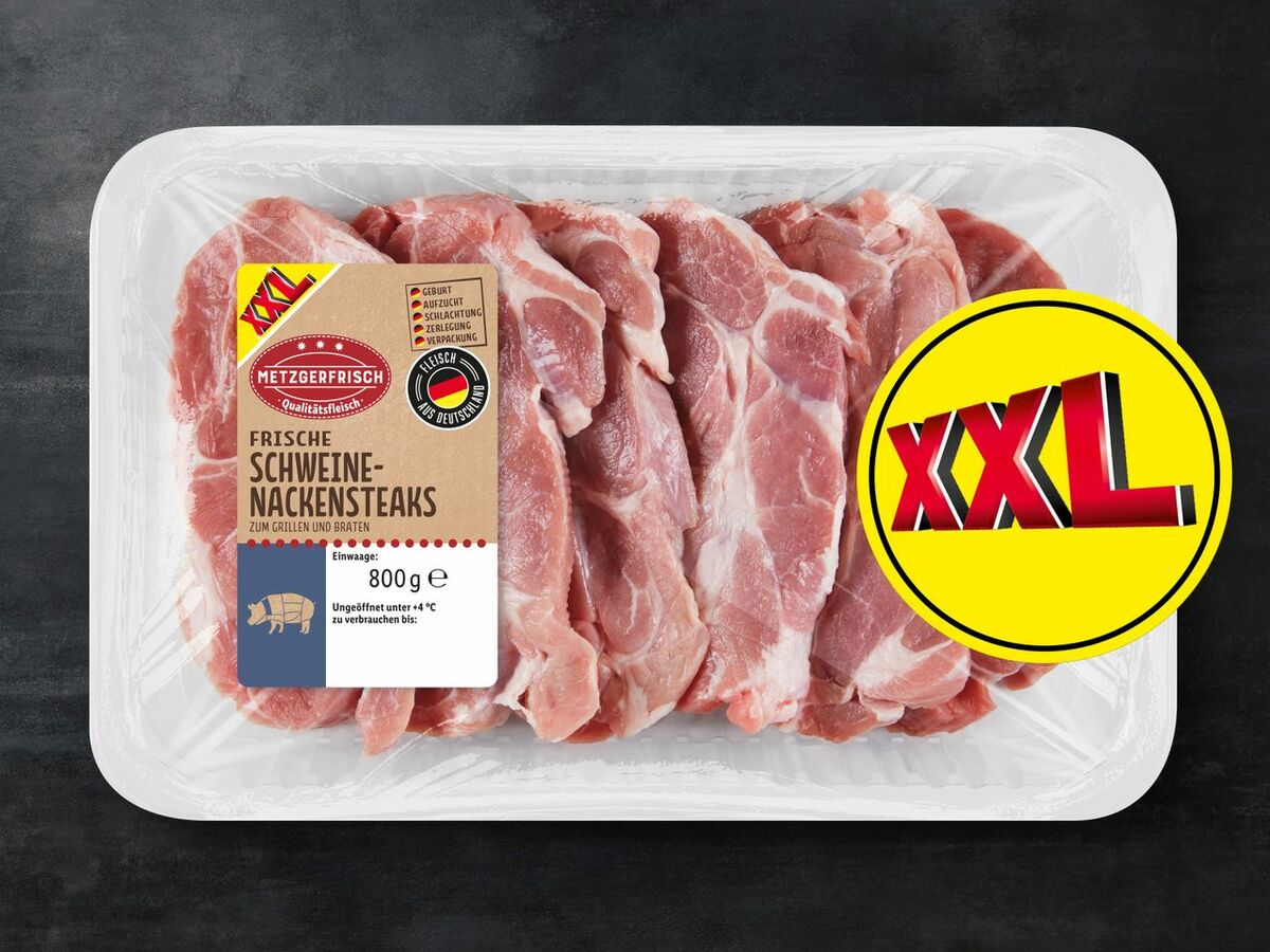 Bild 1 von Metzgerfrisch Frische Schweinenackensteaks XXL, 
         800 g