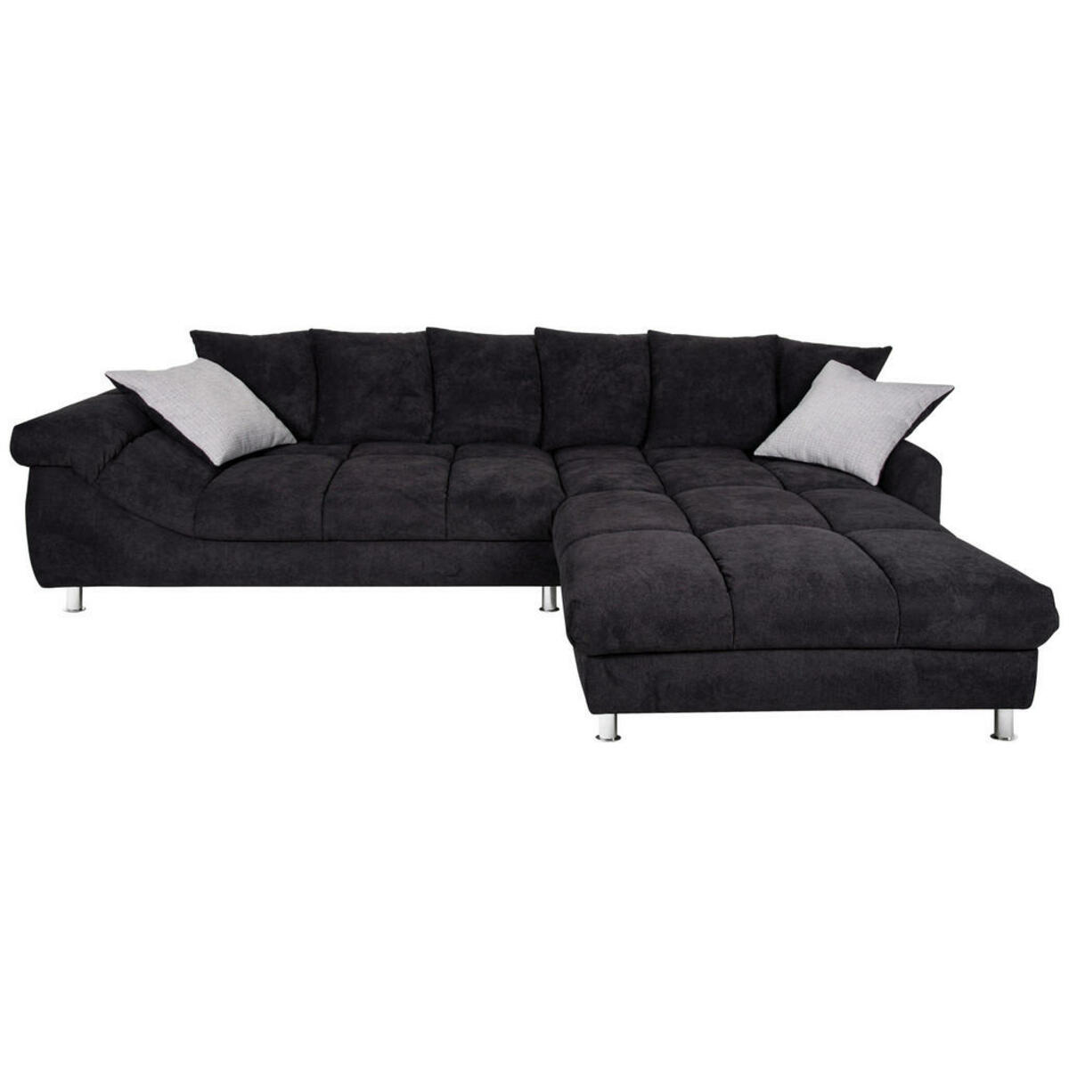 Bild 1 von Carryhome Wohnlandschaft grau, schwarz webstoff , Brooklyn L , Textil , 5-Sitzer , Webstoff , Stoffauswahl, Rücken echt , 000647005681