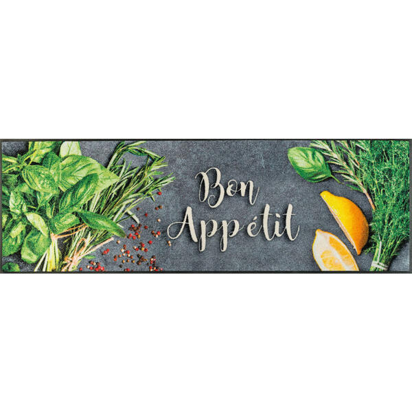 Bild 1 von Esposa Fußmatte 60/180 cm graphik grau, grün , BON Appétit , Textil , 60x180 cm , rutschfest, für Fußbodenheizung geeignet , 004336022396