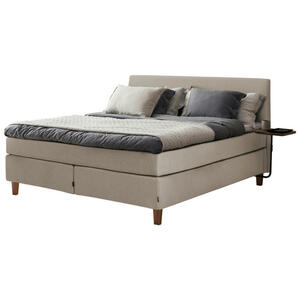 Jensen Boxspringbett 180/200 cm inkl. matratze, topper , Nova Basic , Grau , Textil , Eiche , massiv , 180x200 cm , geölt,Doppeltuch, gesteppt,gesteppt,Echtholz , Stoffauswahl,Stoffauswahl,Stoffausw