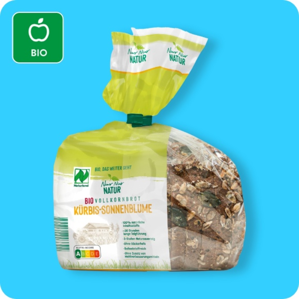 NUR NUR NATUR BioVollkornbrot, KürbisSonnenblume oder Roggen von ALDI