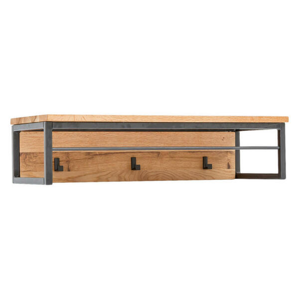 Bild 1 von Linea Natura Garderobenpaneel eiche massiv naturgeölt schwarz, eichefarben , Ferro , Holz, Metall , 81x20x30 cm , pulverbeschichtet,naturgeölt,Echtholz , 002832001705