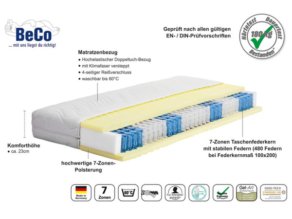 Bild 3 von BeCo 7-Zonen Taschenfederkern-Matratze »Pro Aktiv Gloria«, XXL-Matratze, lange Lebensdauer