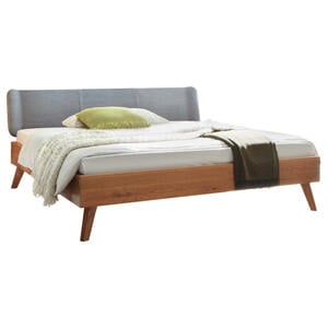 Hasena Bett wildeiche massiv , Oak-Wild , Eichefarben , Holz , 180x200 cm , geölt, gebürstet,Flachgewebe,Echtholz , Über- und Sondergrößen erhältlich, gepolstertes Kopfteil, Stoffauswahl, in ve