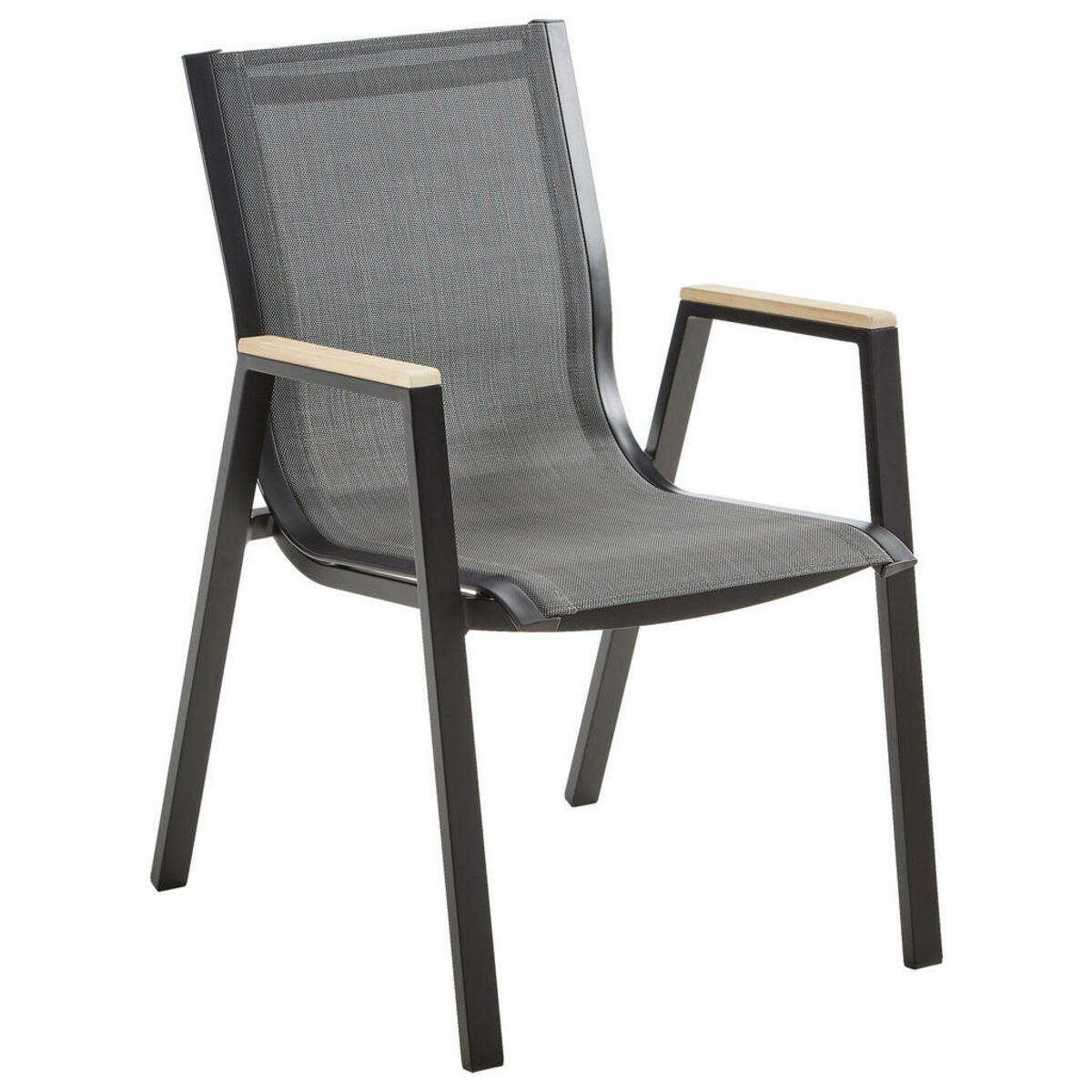 Bild 1 von Ambia Garden Stapelsessel eukalyptusholz aluminium anthrazit, naturfarben, schwarz , Honolulu , Holz, Metall, Textil , massiv , 65.5x88x55 cm , pulverbeschichtet,Natur,Netzbespannung,Echtholz , stape