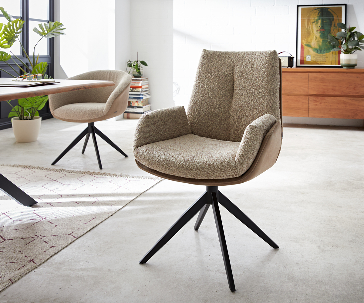 Bild 1 von Drehstuhl Clea-Flex Materialmix Schlamm Kreuzgestell breit Schwarz 360° drehbar