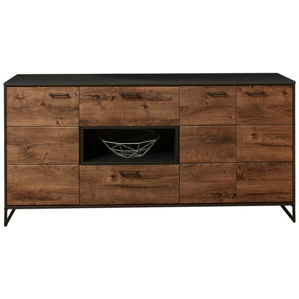 Bild 1 von Stylife Sideboard graphitfarben, eichefarben , Brooklyn , Holzwerkstoff , 4 Fächer , 2 Schubladen , 180x88x43 cm , pulverbeschichtet,foliert,Nachbildung , Beimöbel erhältlich , 001937003405