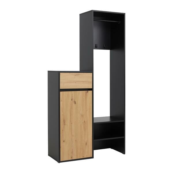 Bild 1 von Garderobe Andy in Schwarz/Eiche, Schwarz, Eiche Artisan