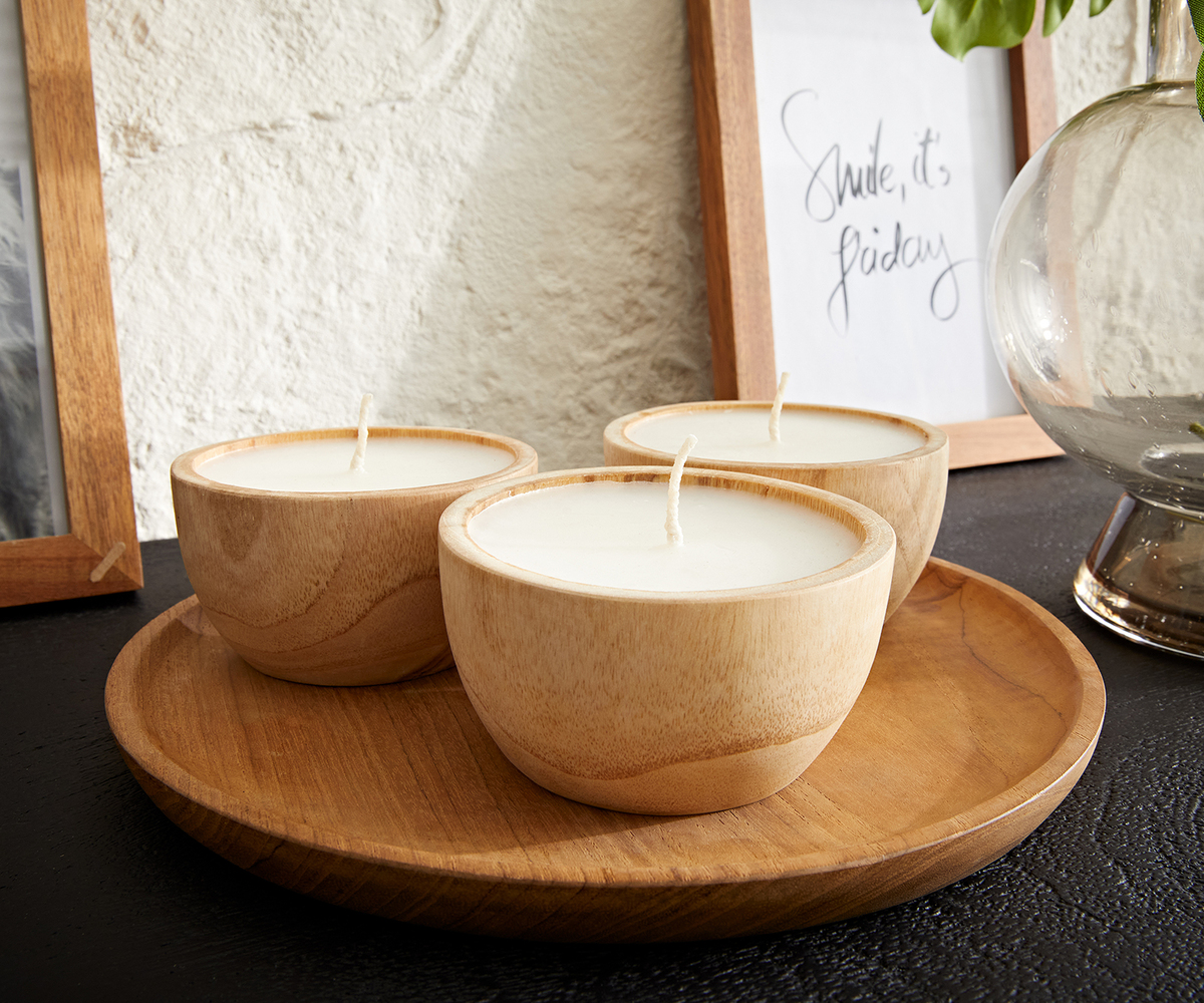 Bild 1 von Kerze Eldin 3er-Set 9x5 cm Teak Natur