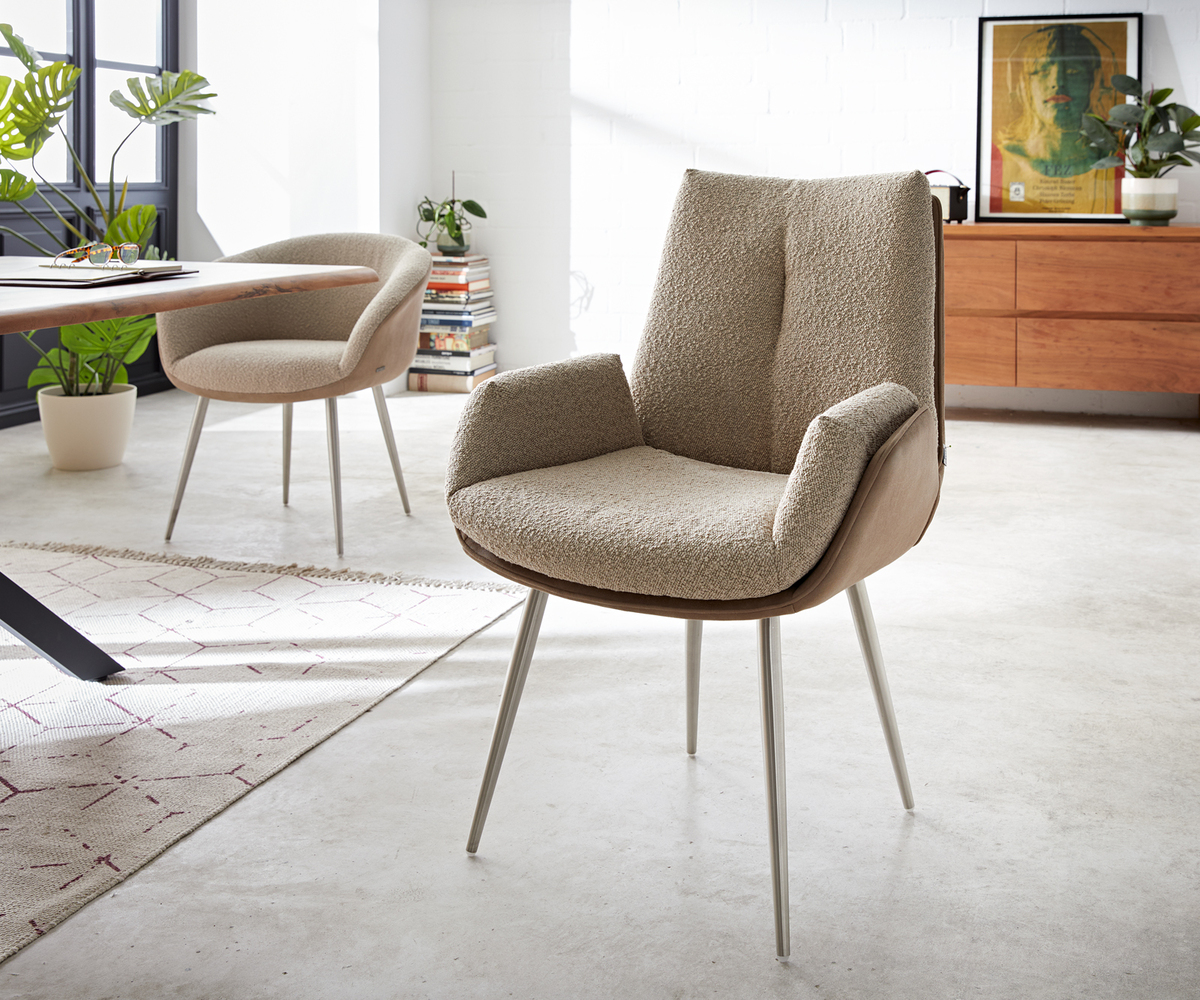 Bild 1 von Esszimmerstuhl Clea-Flex Materialmix Schlamm 4-Fuß konisch Edelstahl 180° drehbar