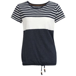 Damen T-Shirt mit Tunnelzug WEISS / BLAUGRAU