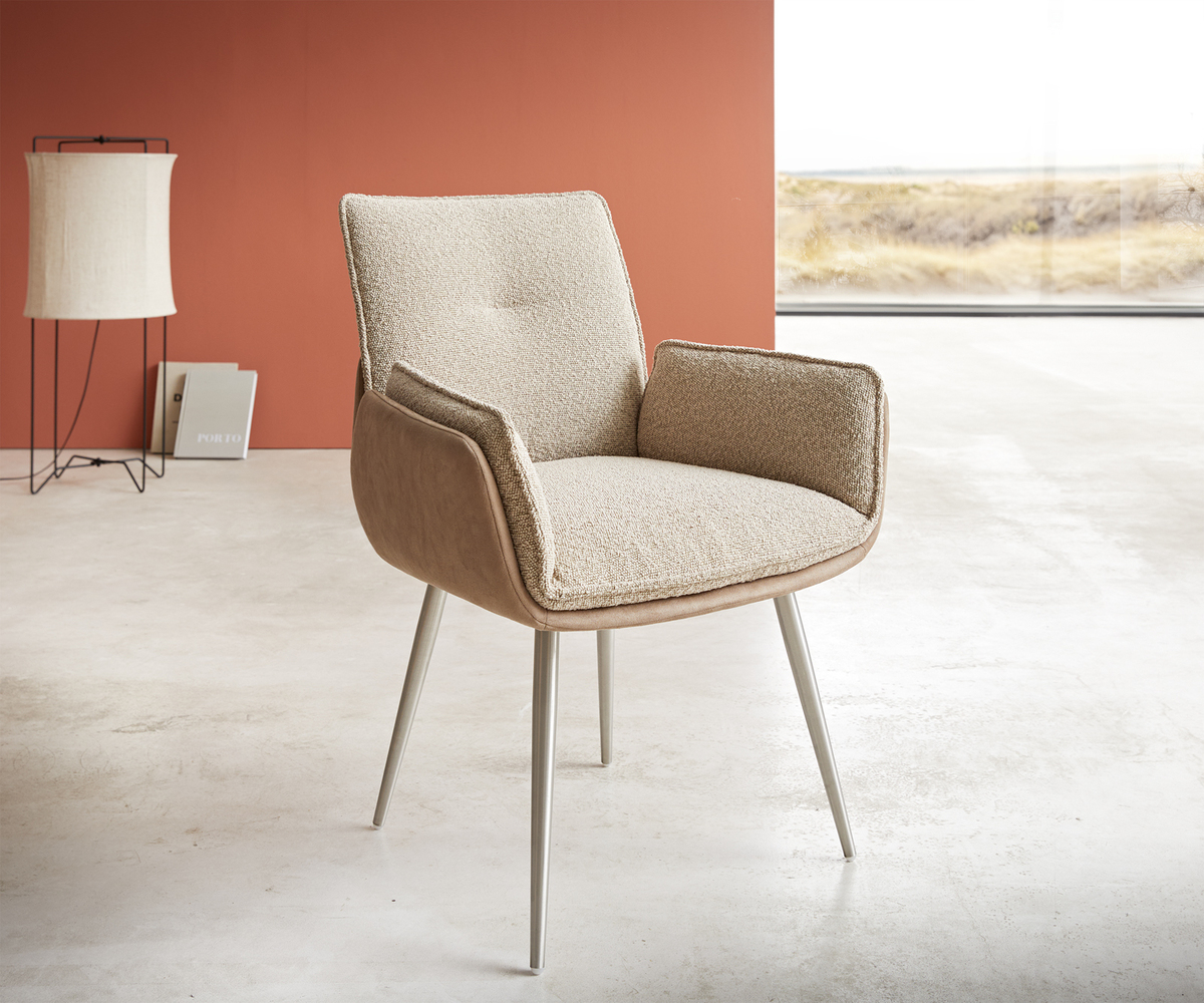 Bild 1 von Esszimmerstuhl Nela-Flex Materialmix Schlamm 4-Fuß konisch Edelstahl 180° drehbar